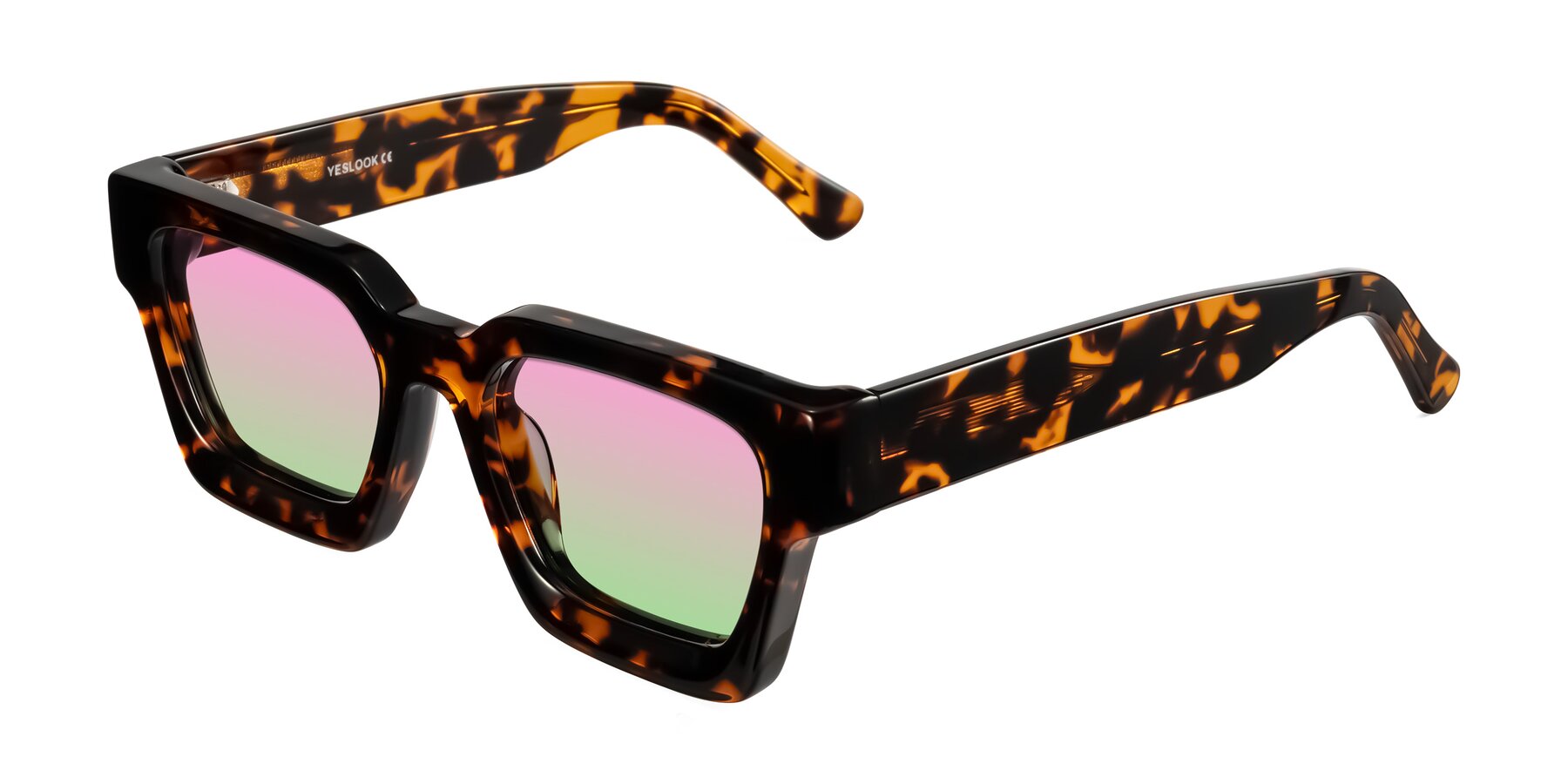 Angle of Powers in Tortoise with Pink / Green Gradient Lenses