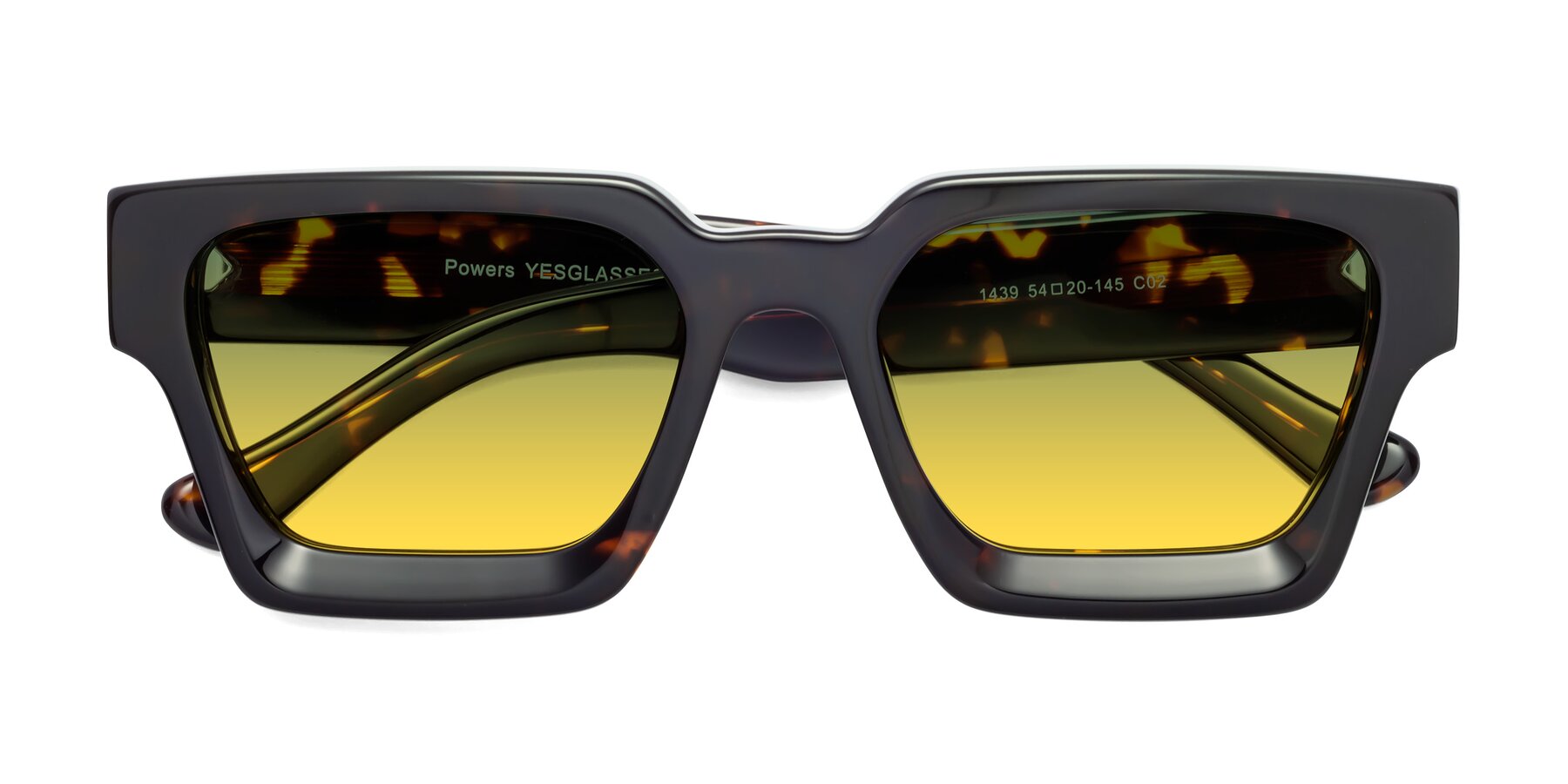 Folded Front of Powers in Tortoise with Green / Yellow Gradient Lenses