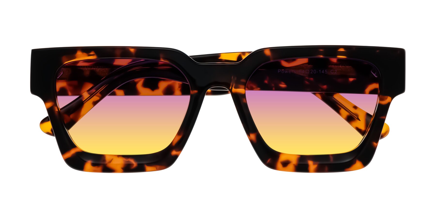 Folded Front of Powers in Tortoise with Purple / Yellow Gradient Lenses
