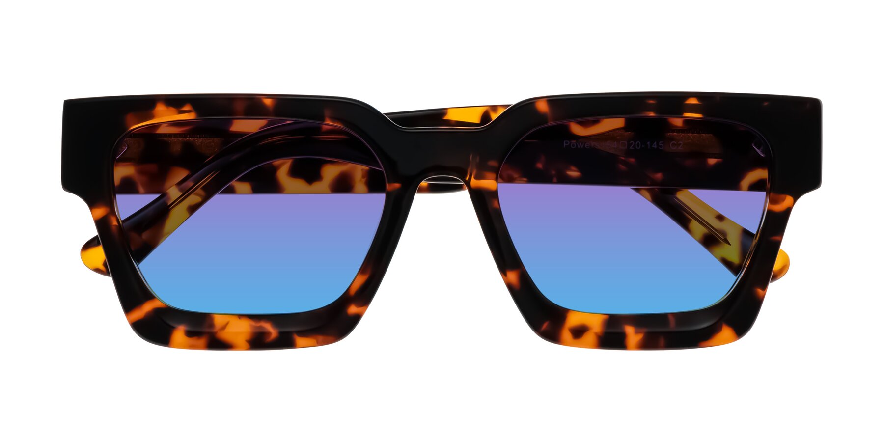 Folded Front of Powers in Tortoise with Purple / Blue Gradient Lenses