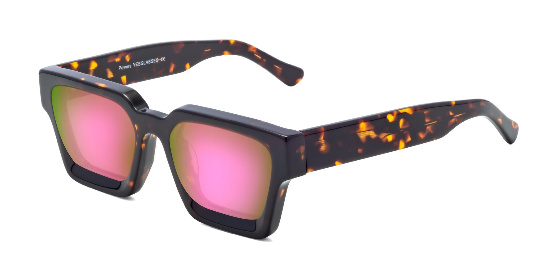 Angle of Powers in Tortoise with Pink Mirrored Lenses