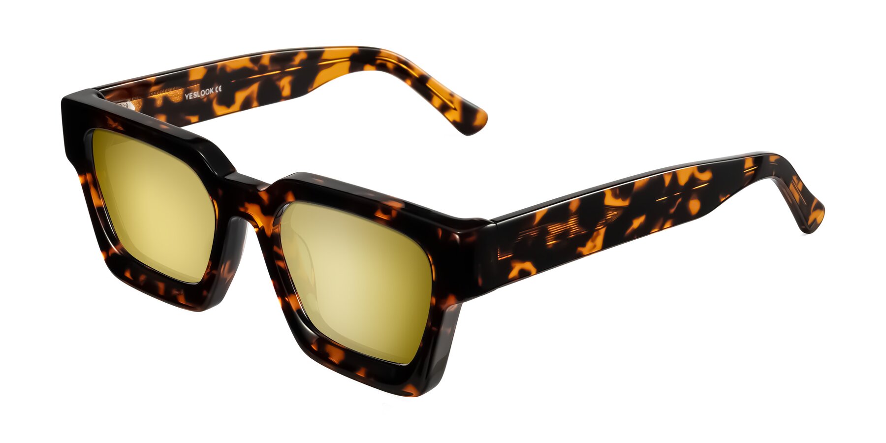 Angle of Powers in Tortoise with Gold Mirrored Lenses