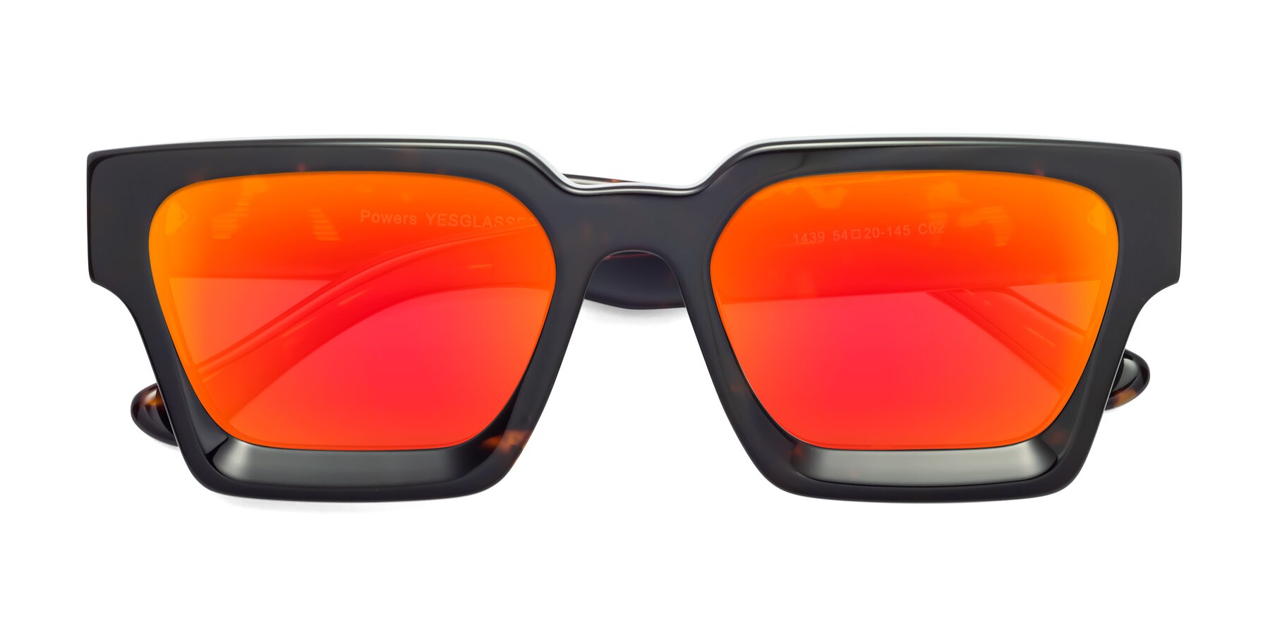 Folded Front of Powers in Tortoise with Red Gold Mirrored Lenses
