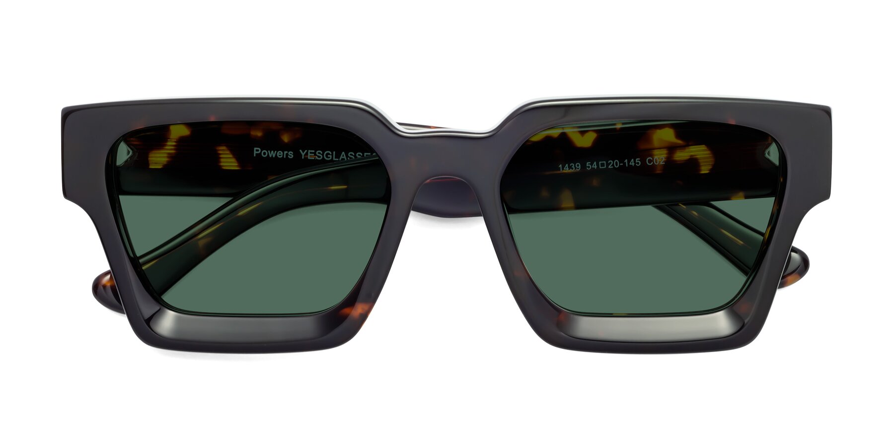 Folded Front of Powers in Tortoise with Green Polarized Lenses