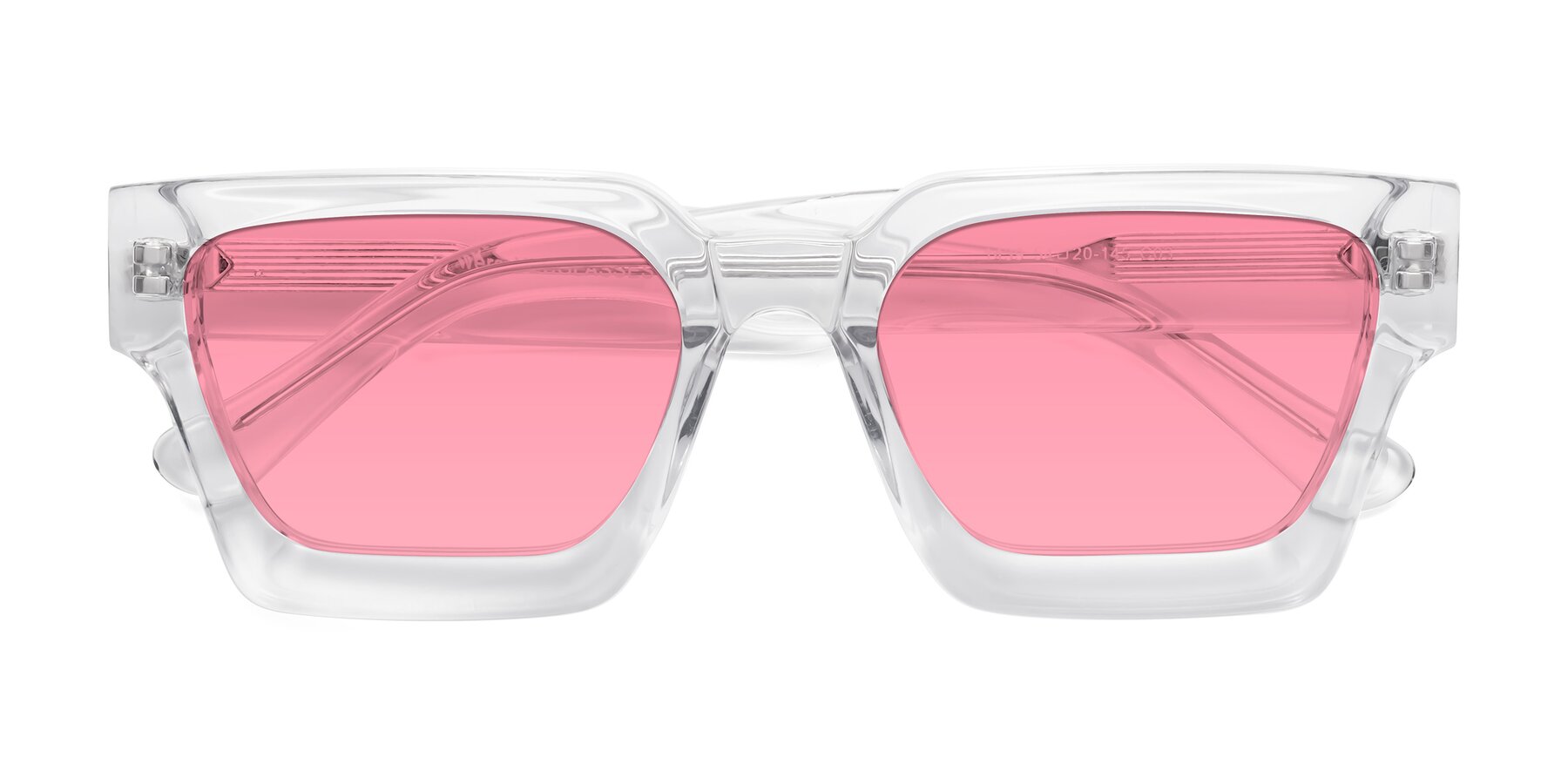 Folded Front of Powers in Clear with Pink Tinted Lenses