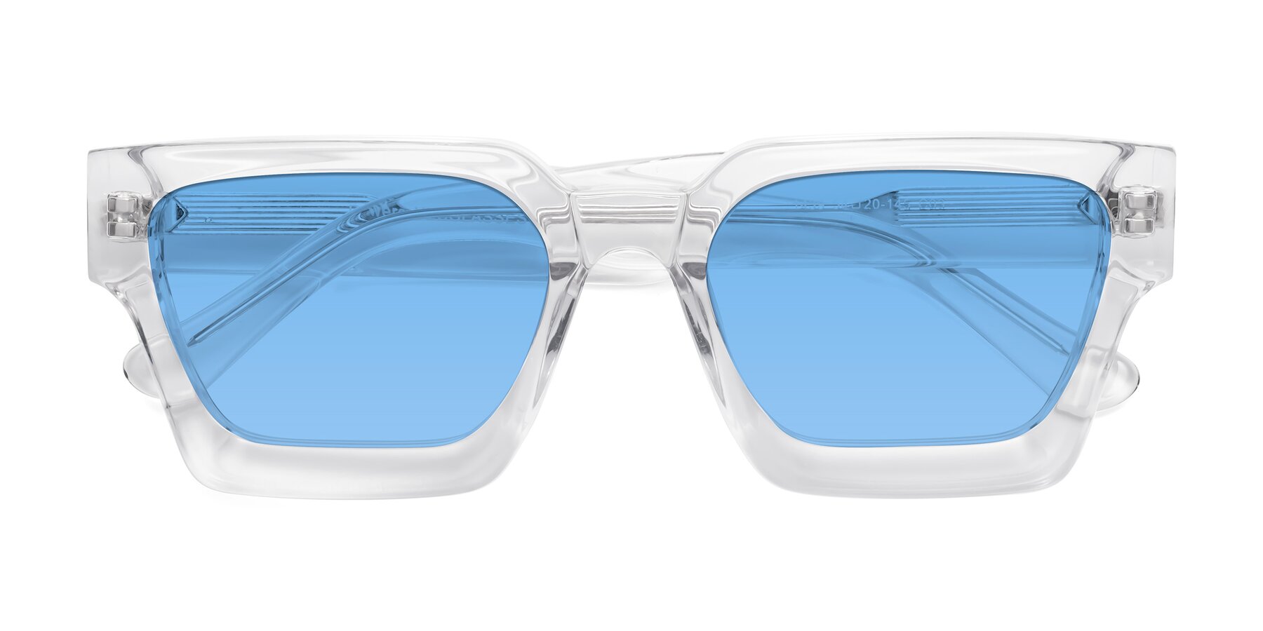 Folded Front of Powers in Clear with Medium Blue Tinted Lenses