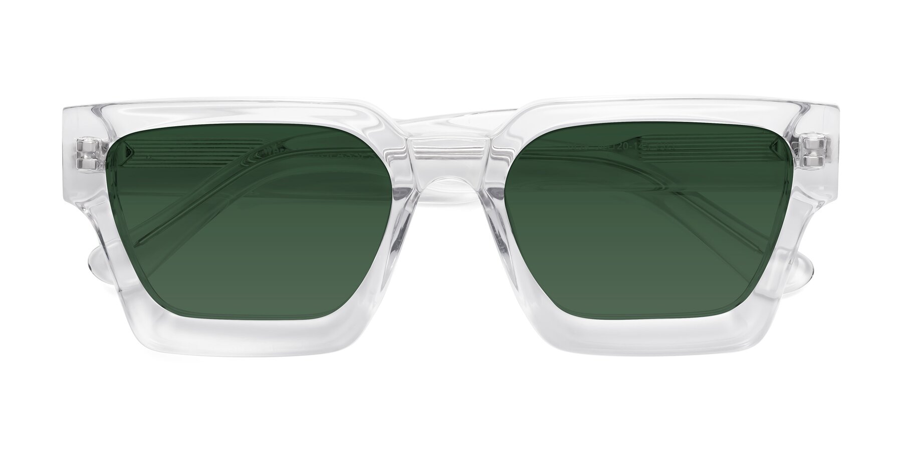 Folded Front of Powers in Clear with Green Tinted Lenses