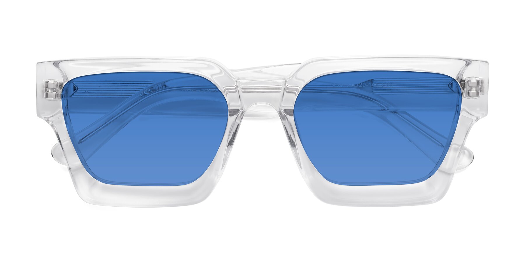 Clear Thick Geek-Chic Geometric Gradient Sunglasses with Blue Sunwear Lenses