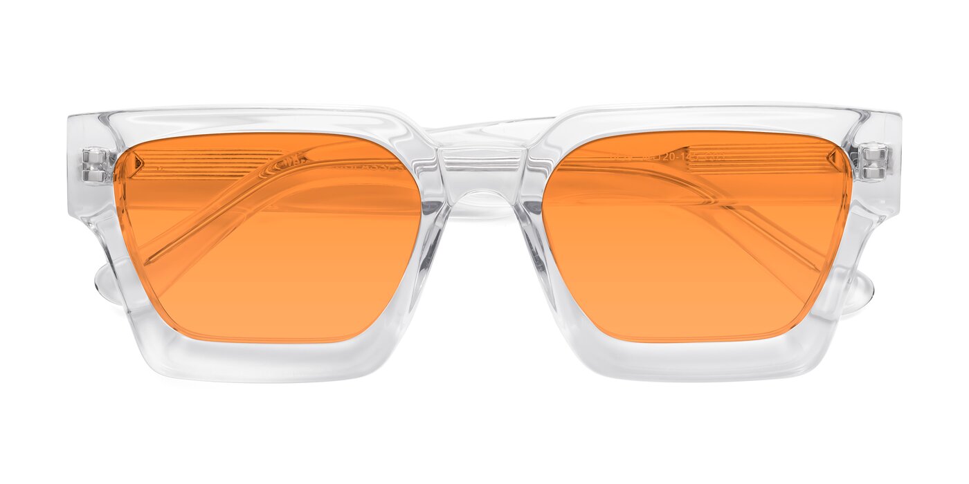 Clear Thick GeekChic Geometric Tinted Sunglasses with Orange Sunwear
