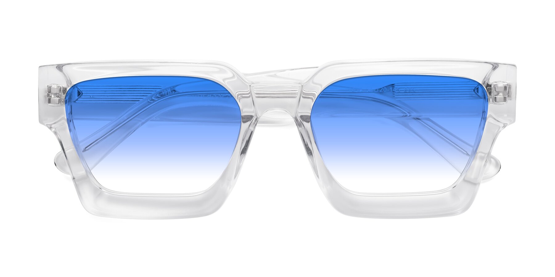 Folded Front of Powers in Clear with Blue Gradient Lenses