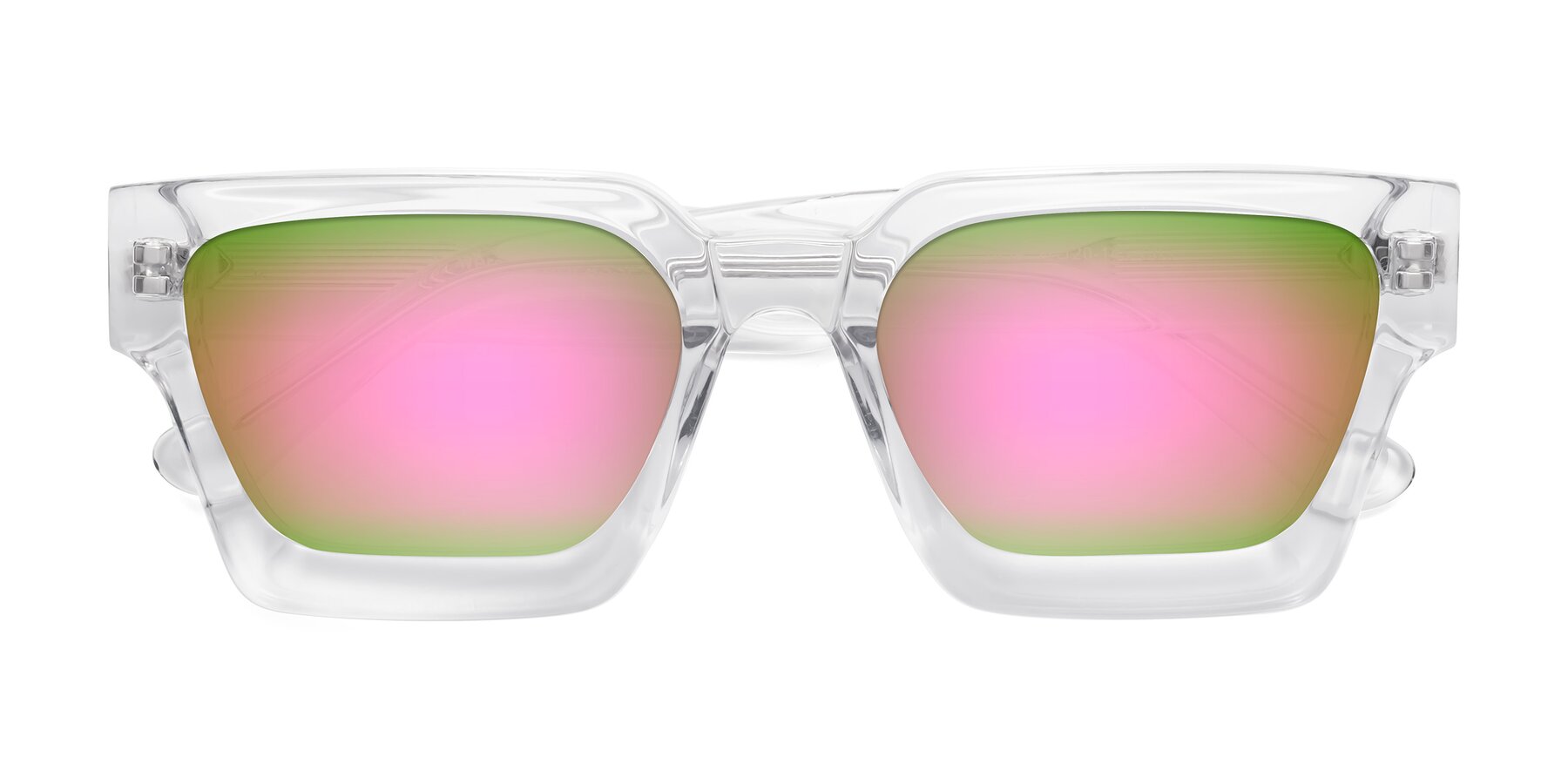 Folded Front of Powers in Clear with Pink Mirrored Lenses