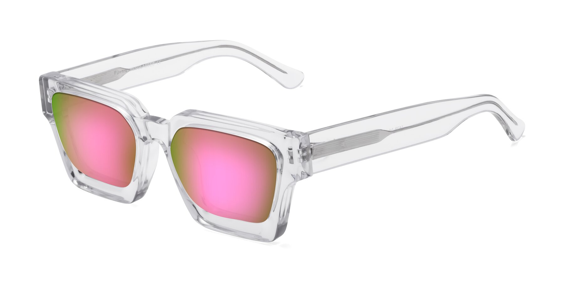 Angle of Powers in Clear with Pink Mirrored Lenses