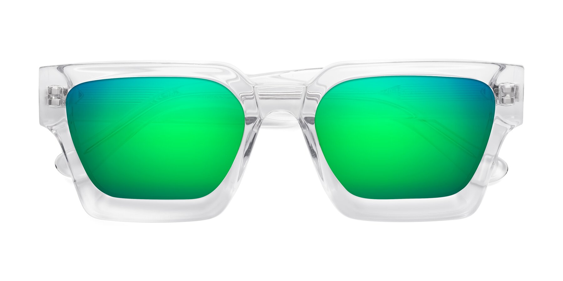 Folded Front of Powers in Clear with Green Mirrored Lenses