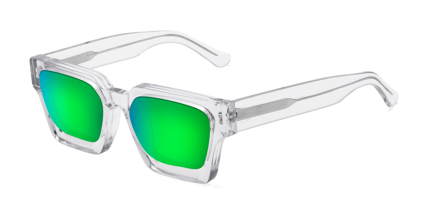 Angle of Powers in Clear with Green Mirrored Lenses