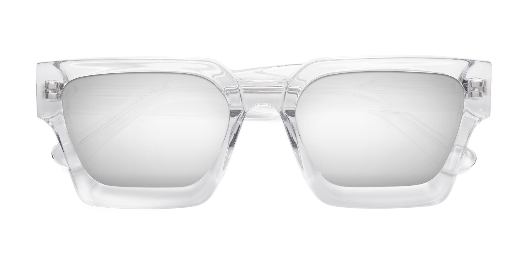 Clear Thick Geek-Chic Geometric Mirrored Sunglasses