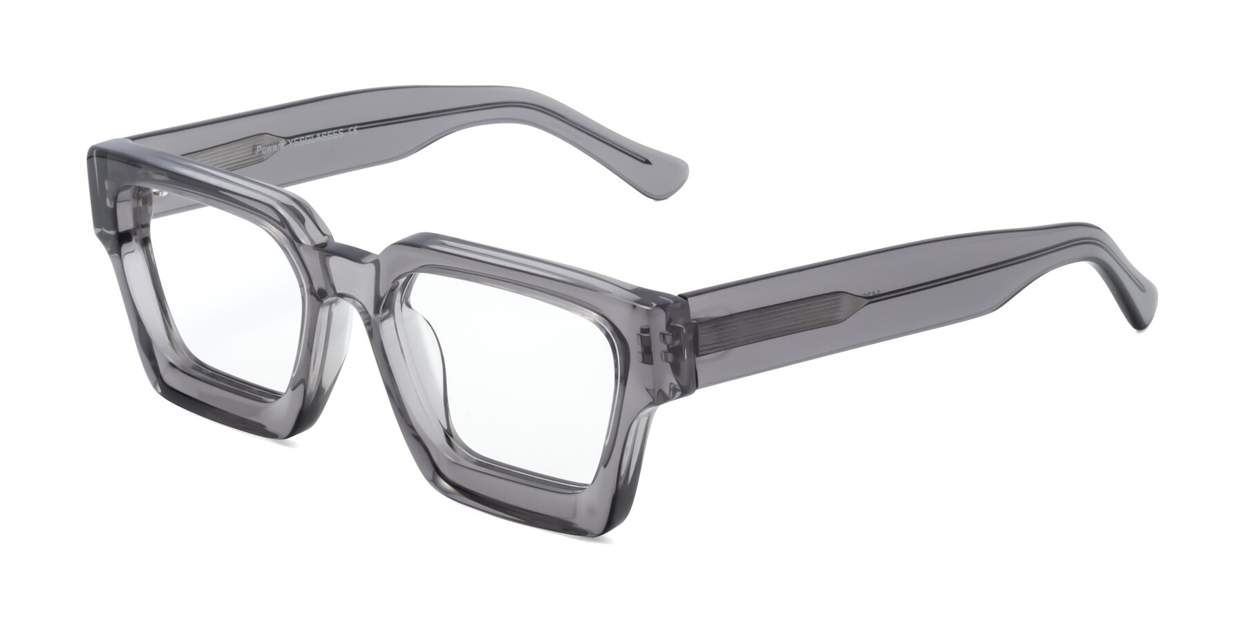 Side of Powers in Translucent Gray with Clear Blue Light Blocking Lenses