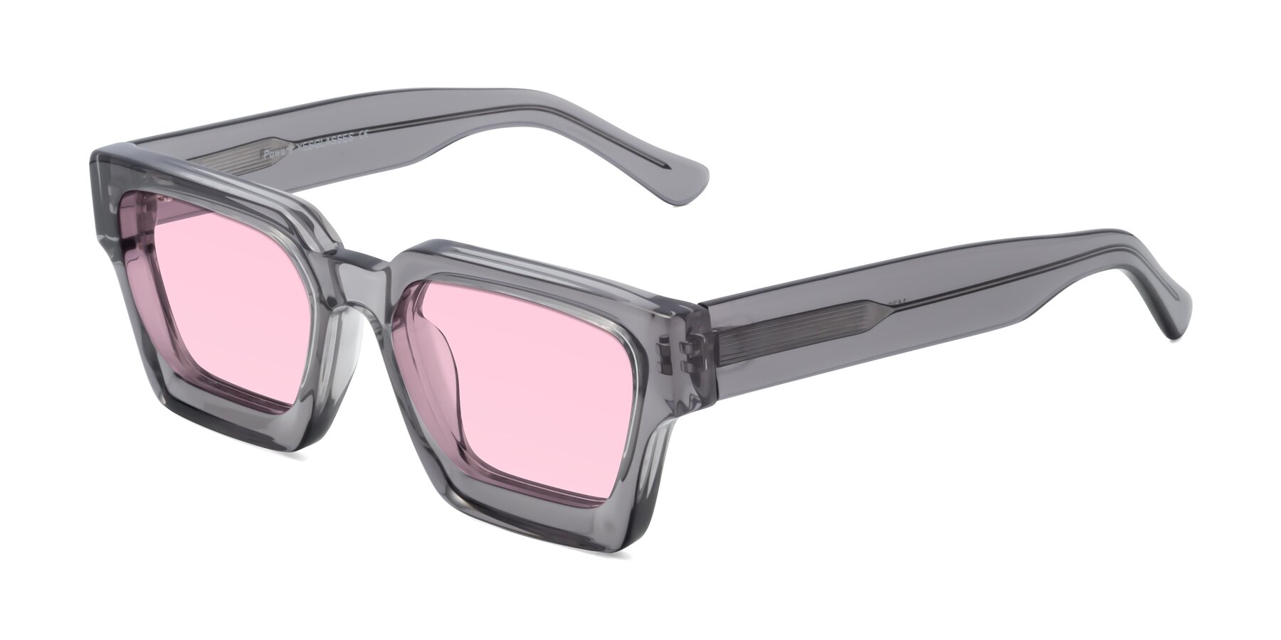 Angle of Powers in Translucent Gray with Light Pink Tinted Lenses