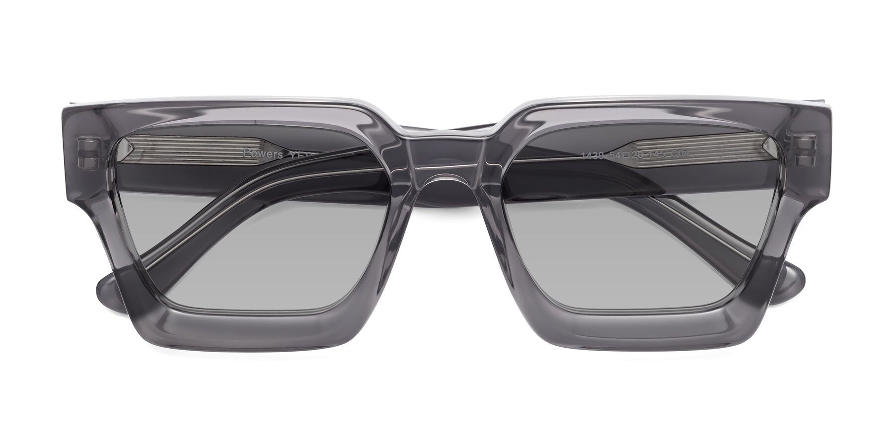 Folded Front of Powers in Translucent Gray with Light Gray Tinted Lenses