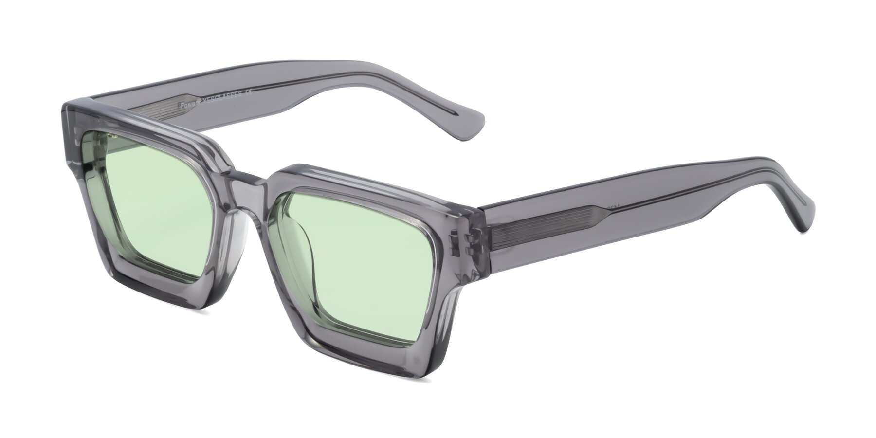 Side of Powers in Translucent Gray with Light Green Tinted Lenses