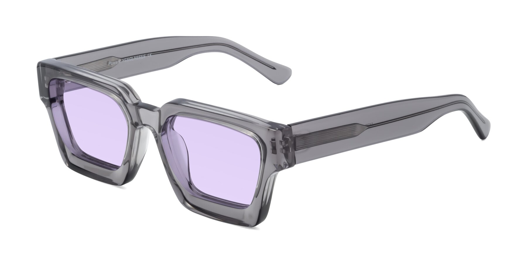 Angle of Powers in Translucent Gray with Light Purple Tinted Lenses