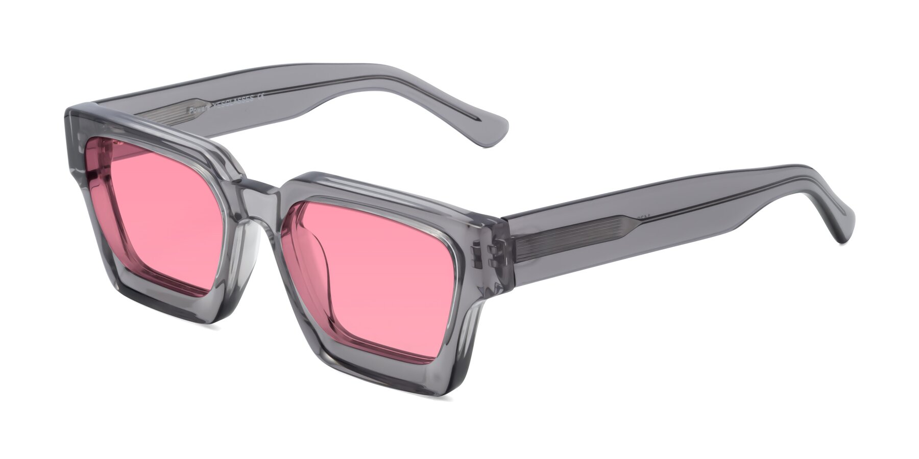 Translucent Gray Thick Geek-Chic Geometric Tinted Sunglasses