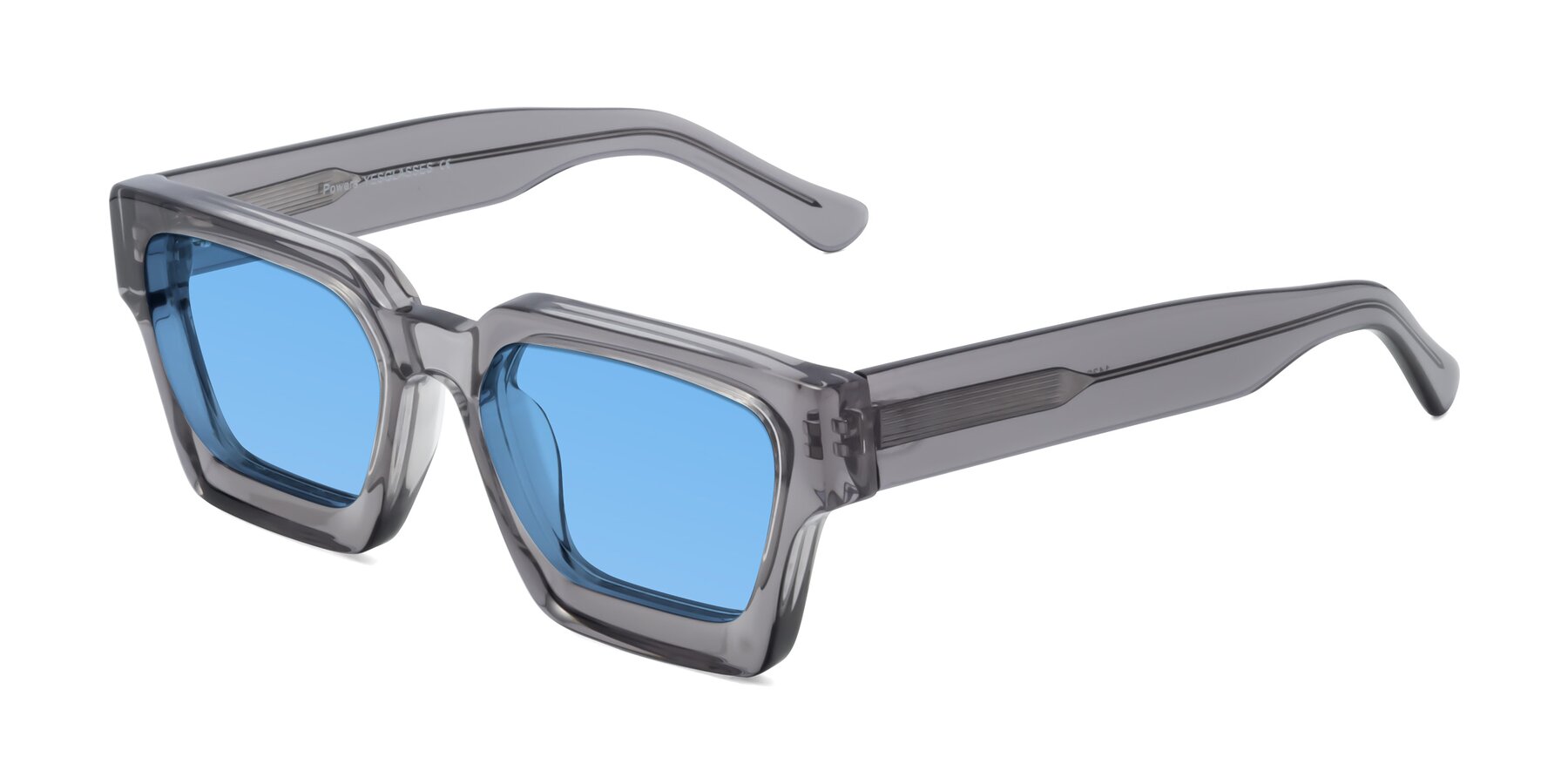 Angle of Powers in Translucent Gray with Medium Blue Tinted Lenses
