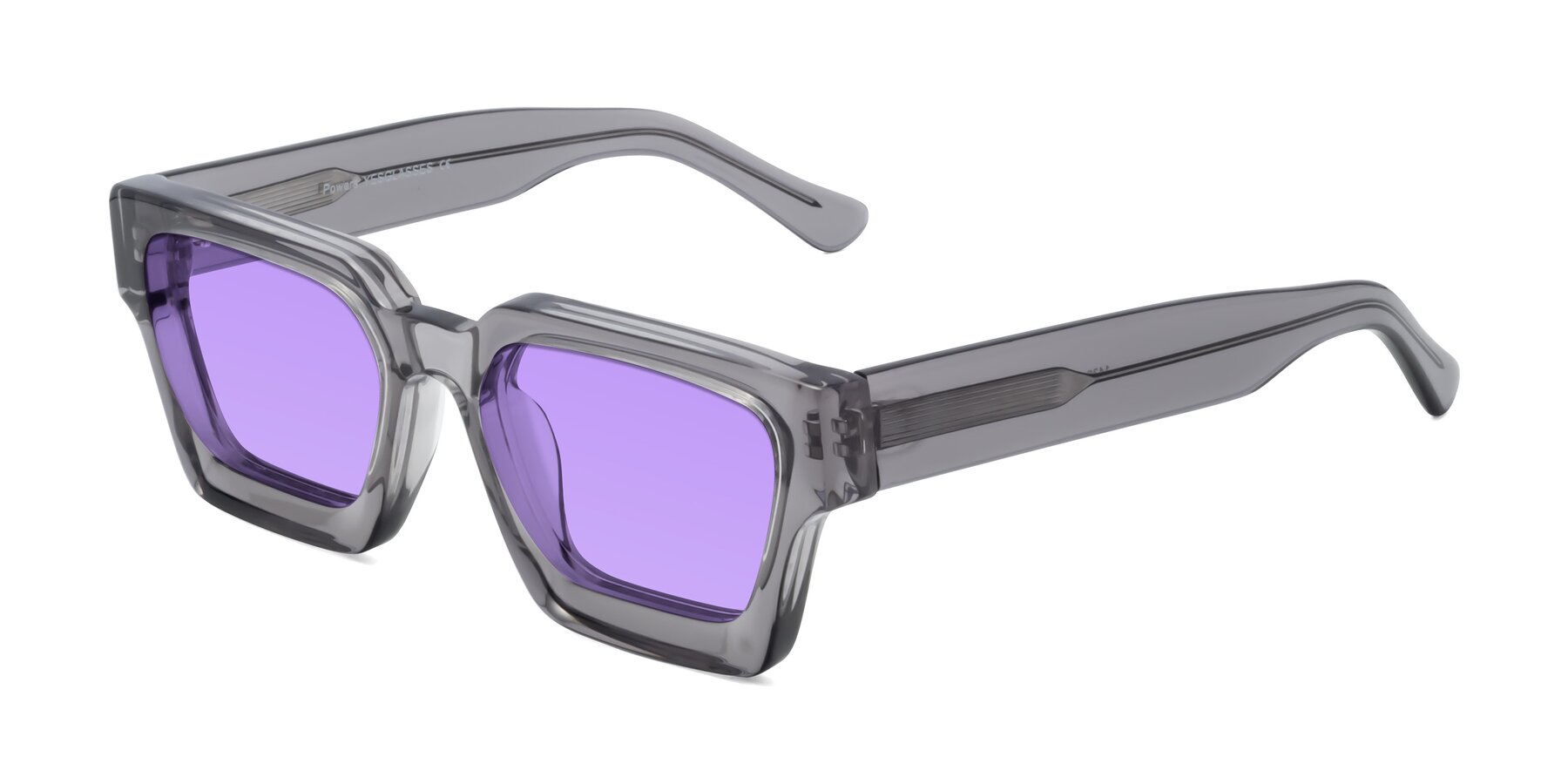 Angle of Powers in Translucent Gray with Medium Purple Tinted Lenses