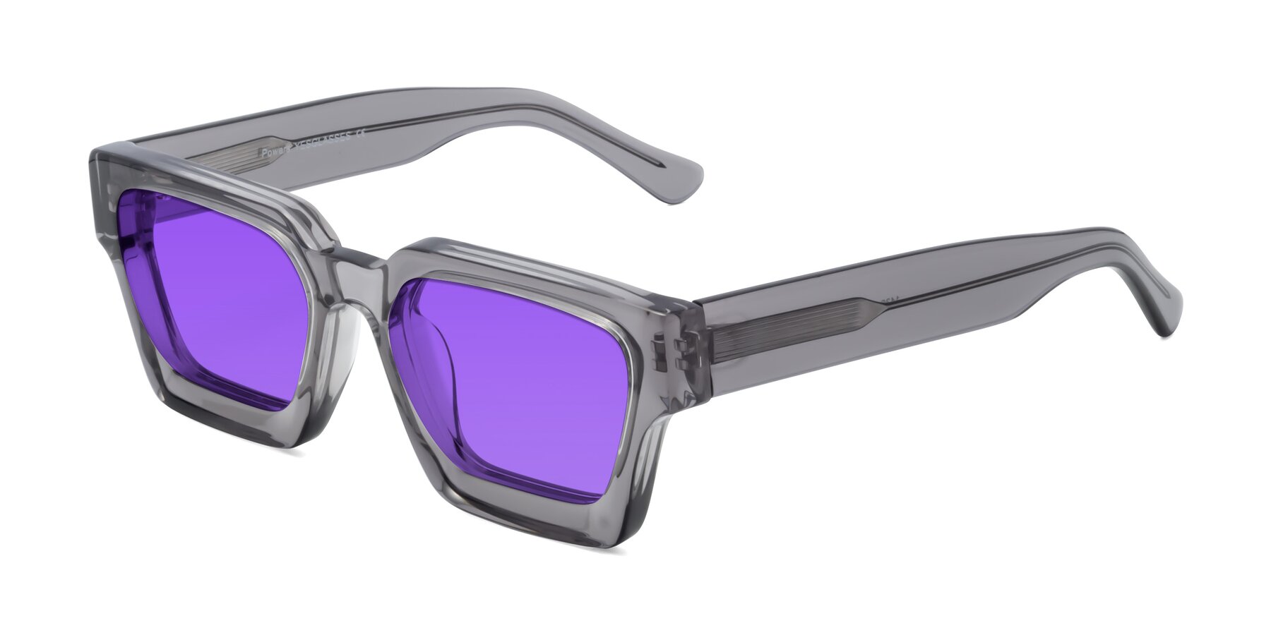 Side of Powers in Translucent Gray with Purple Tinted Lenses