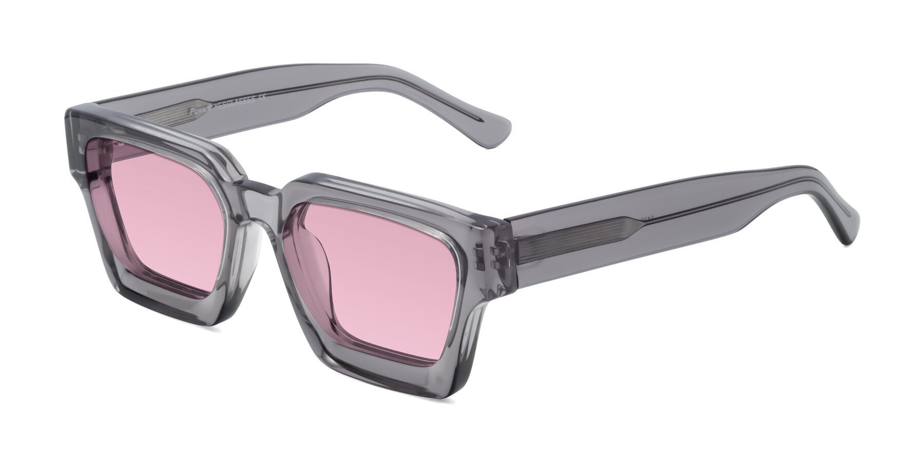 Angle of Powers in Translucent Gray with Light Wine Tinted Lenses