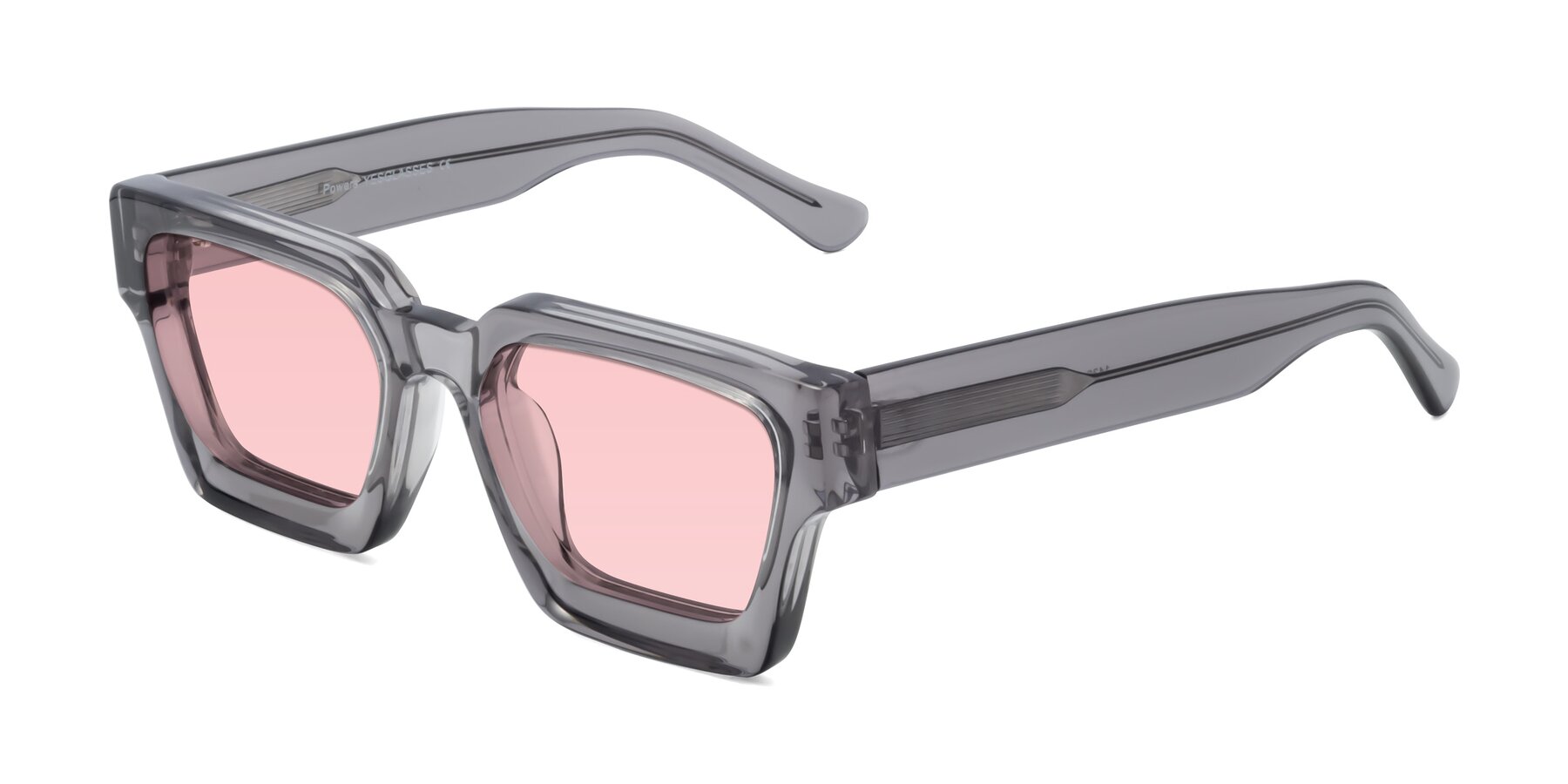 Angle of Powers in Translucent Gray with Light Garnet Tinted Lenses