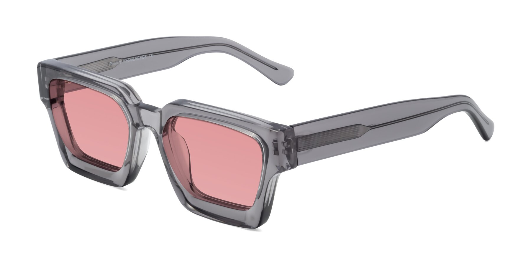 Angle of Powers in Translucent Gray with Medium Garnet Tinted Lenses