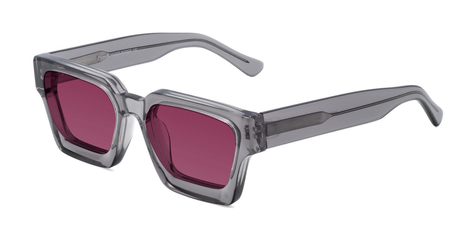 Angle of Powers in Translucent Gray with Wine Tinted Lenses