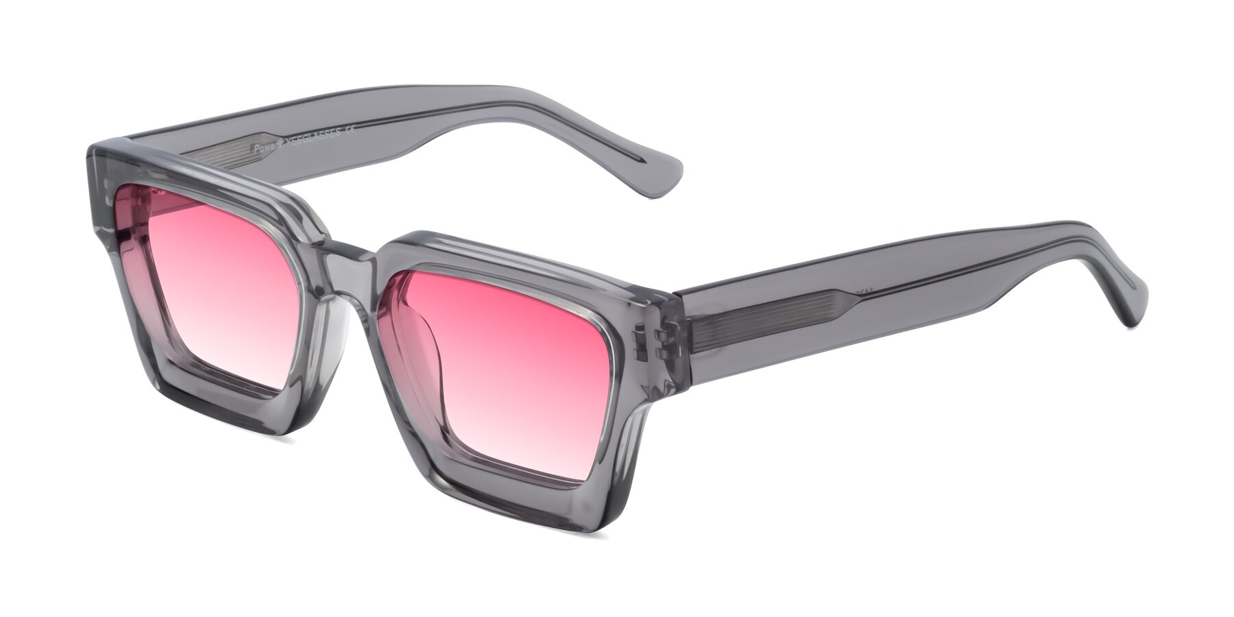 Angle of Powers in Translucent Gray with Pink Gradient Lenses