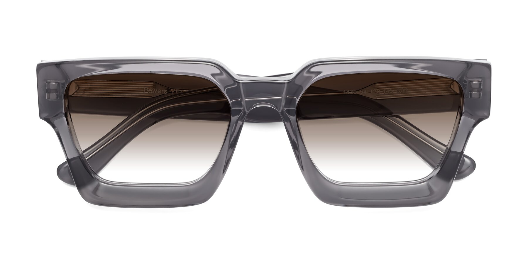 Folded Front of Powers in Translucent Gray with Brown Gradient Lenses
