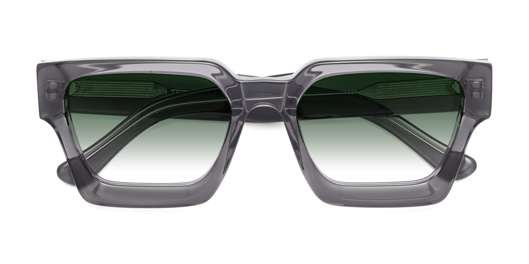 Folded Front of Powers in Translucent Gray with Green Gradient Lenses