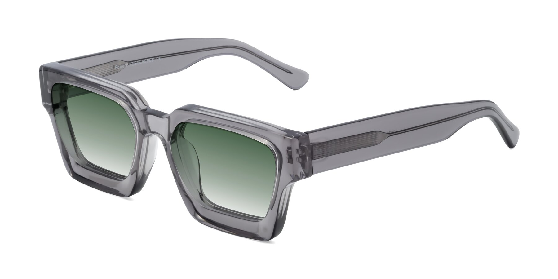 Angle of Powers in Translucent Gray with Green Gradient Lenses