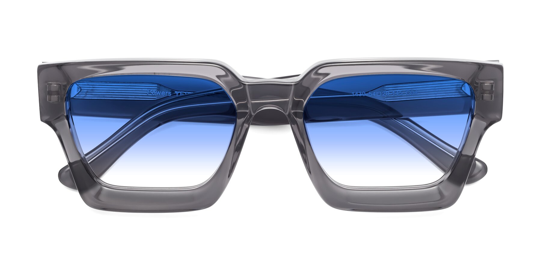 Folded Front of Powers in Translucent Gray with Blue Gradient Lenses