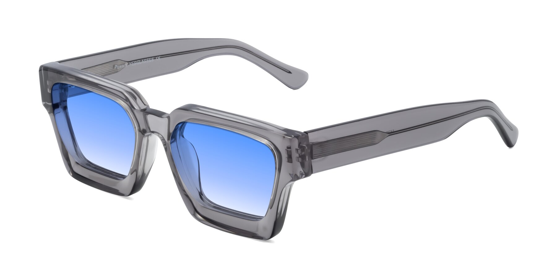 Angle of Powers in Translucent Gray with Blue Gradient Lenses