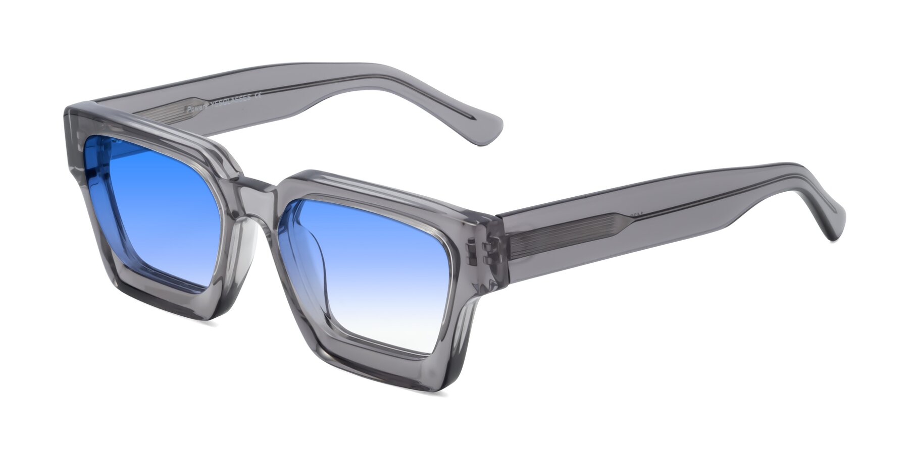 Side of Powers in Translucent Gray with Blue Gradient Lenses