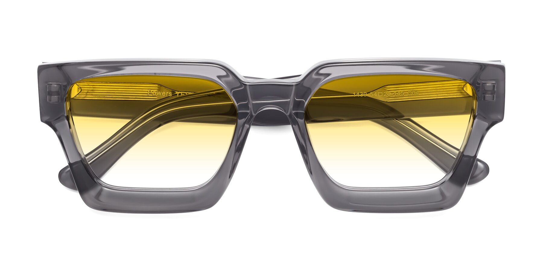 Folded Front of Powers in Translucent Gray with Yellow Gradient Lenses