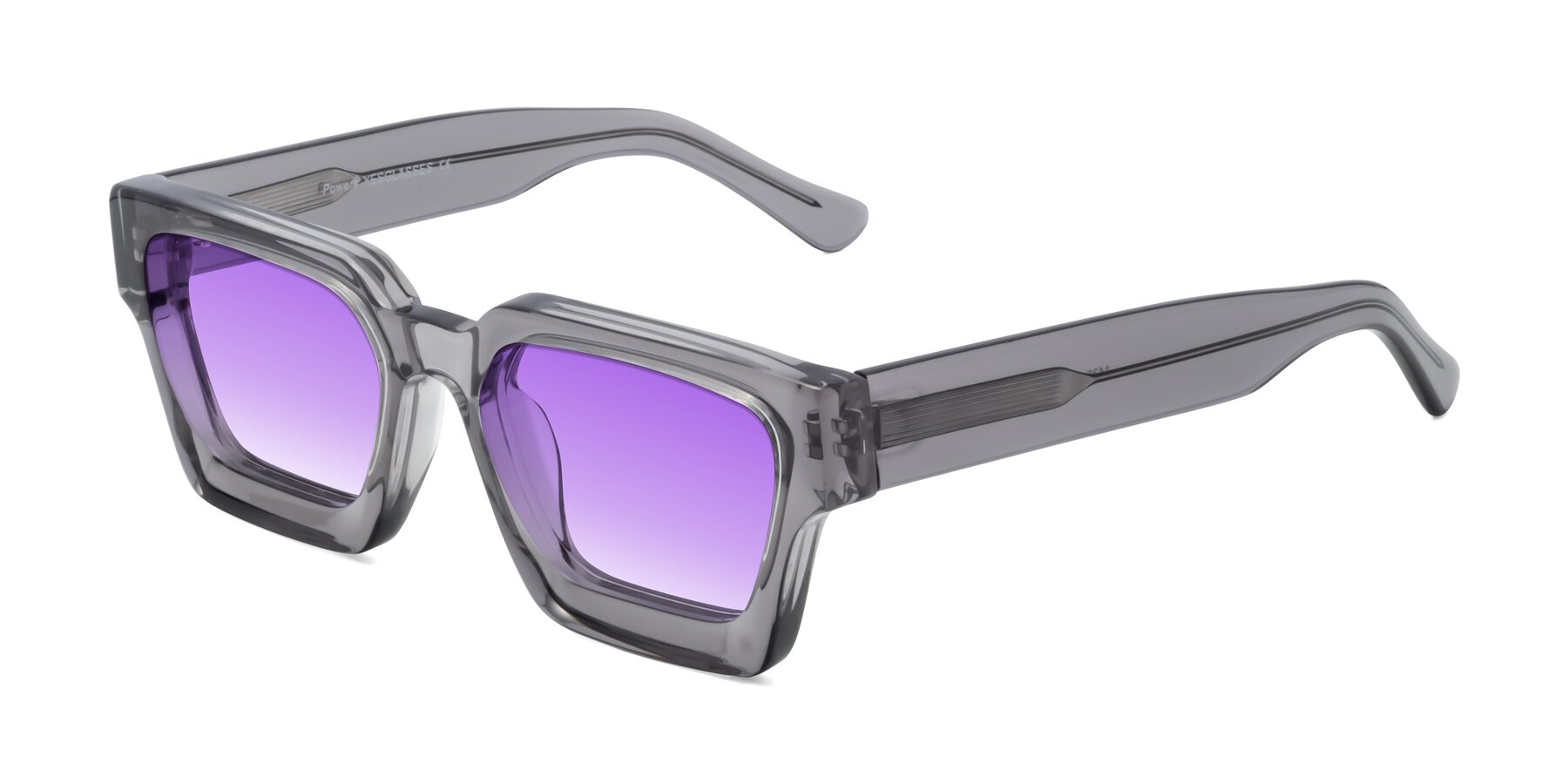 Angle of Powers in Translucent Gray with Purple Gradient Lenses