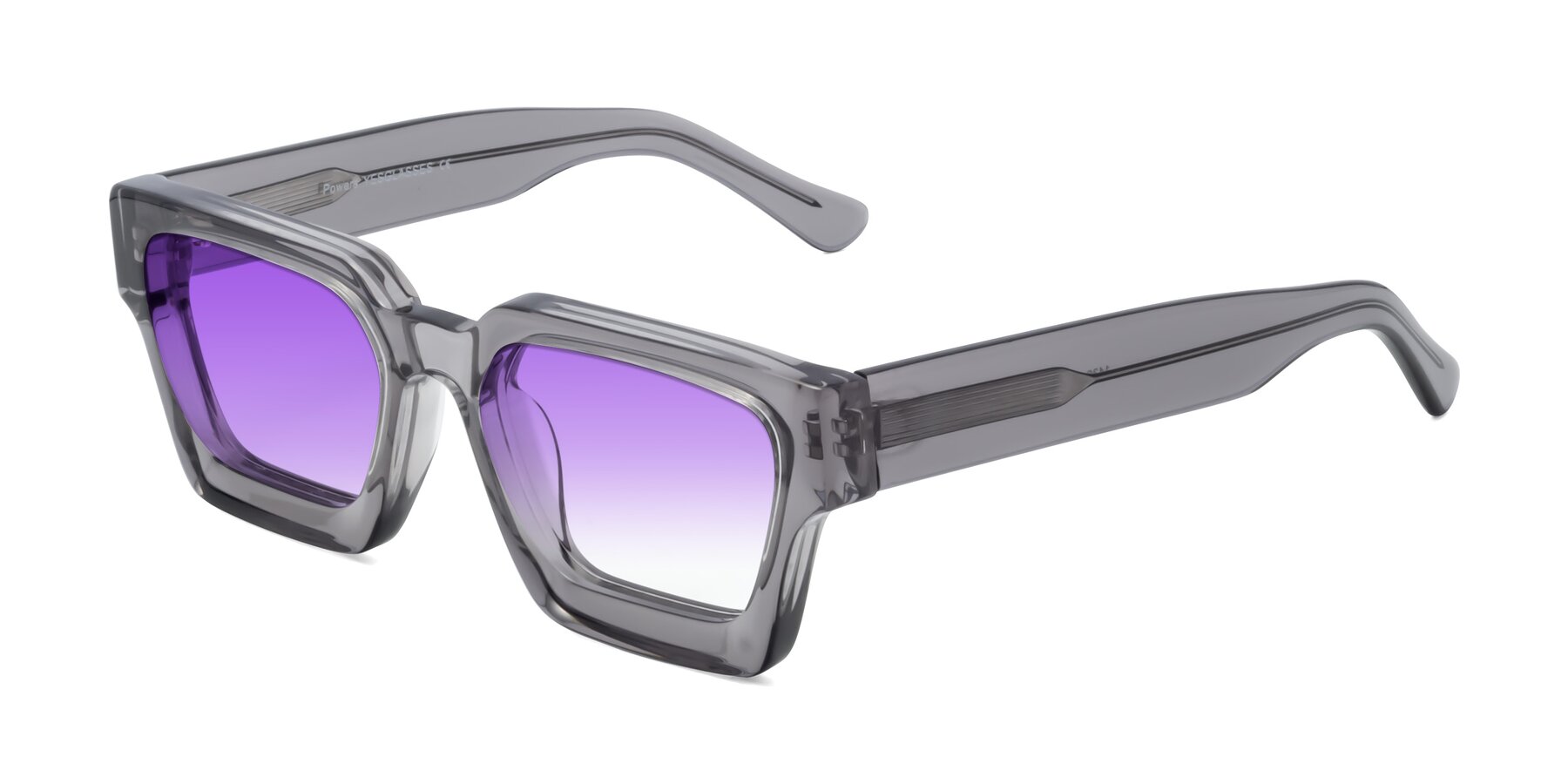 Side of Powers in Translucent Gray with Purple Gradient Lenses