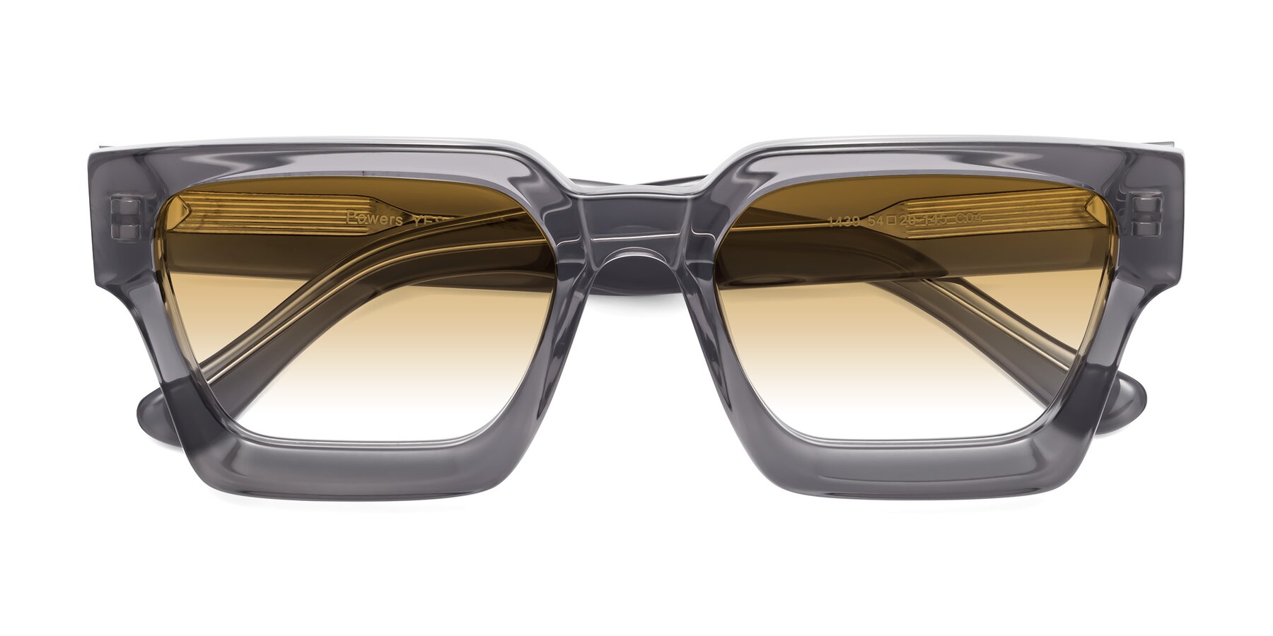Folded Front of Powers in Translucent Gray with Champagne Gradient Lenses