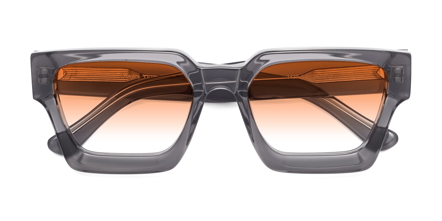 Folded Front of Powers in Translucent Gray with Orange Gradient Lenses