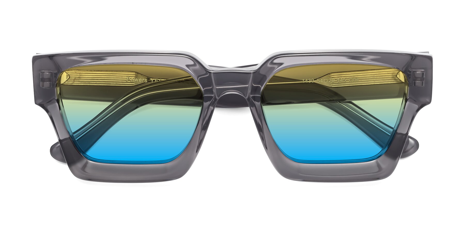 Folded Front of Powers in Translucent Gray with Yellow / Blue Gradient Lenses