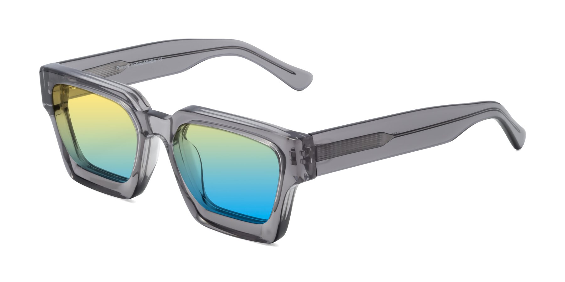 Side of Powers in Translucent Gray with Yellow / Blue Gradient Lenses