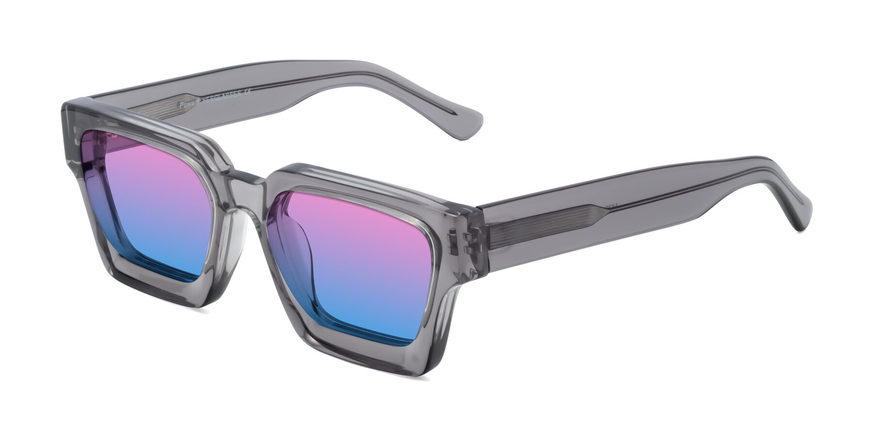 Angle of Powers in Translucent Gray with Pink / Blue Gradient Lenses