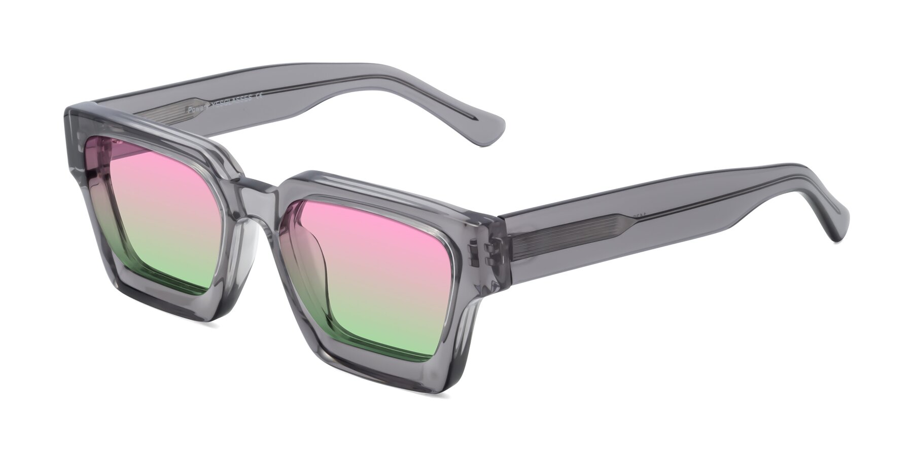 Angle of Powers in Translucent Gray with Pink / Green Gradient Lenses