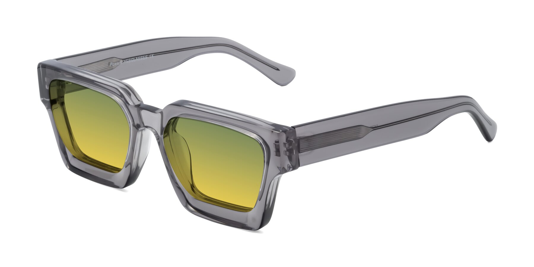 Angle of Powers in Translucent Gray with Green / Yellow Gradient Lenses