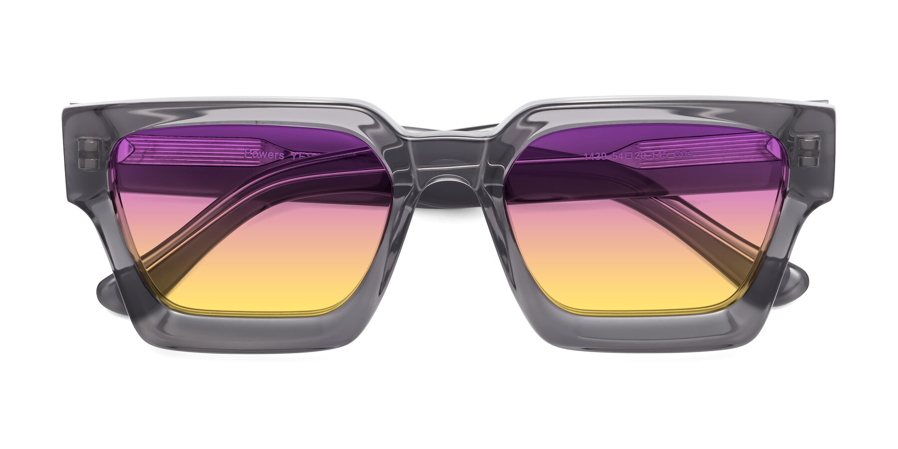 Folded Front of Powers in Translucent Gray with Purple / Yellow Gradient Lenses